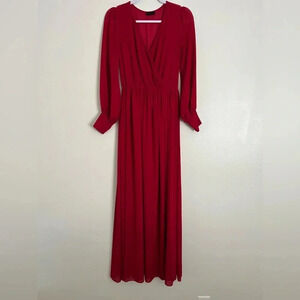 Miss Avenue Chiffon Red maxi Dress Size S
